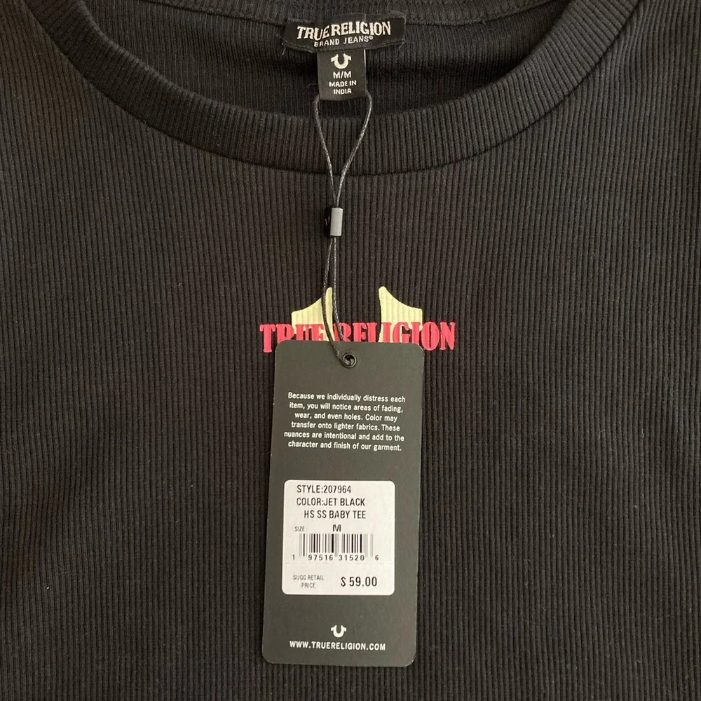 True Religion | NWT Women’s Baby Tee Ribbed Crop Top - Picture 5 of 8